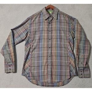 Robert Graham Shirt Men's Medium Multi Color Long Sleeve Plaid‎ Button Down